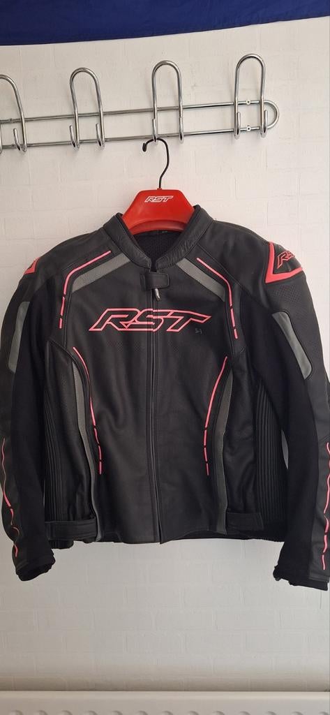 RST zwart/roze leren Dames Motorjas maat 3xl, Ophalen, Tweedehands, Dames