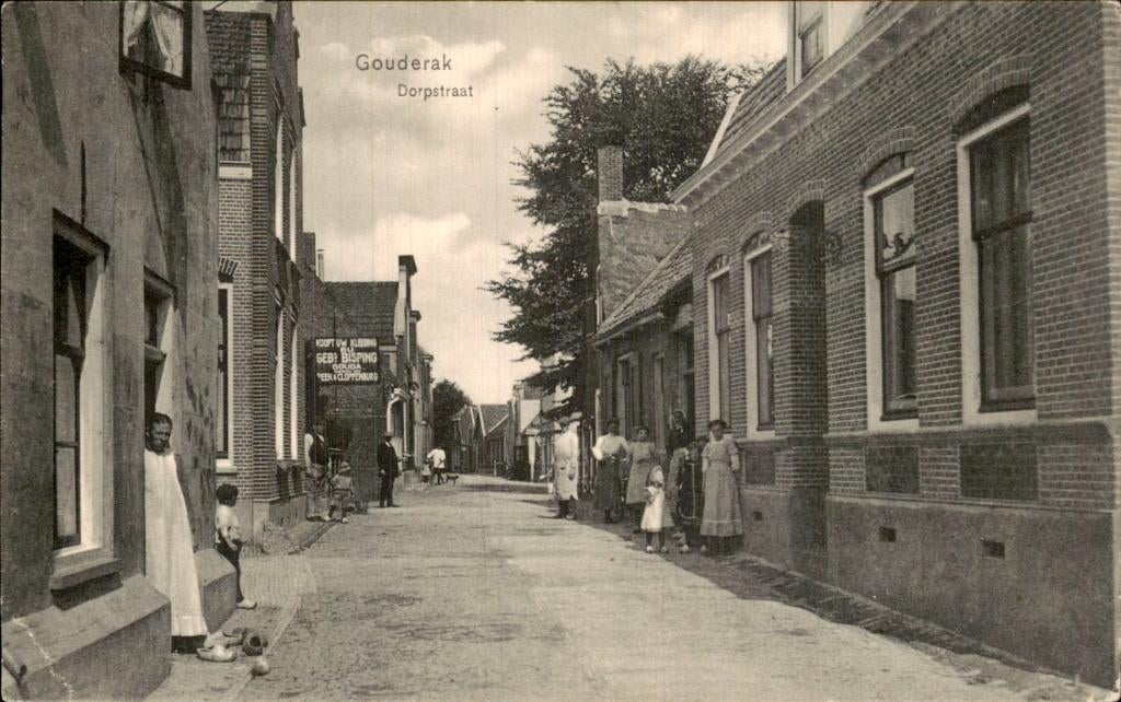 Gouderak - Dorpstraat - Straatzicht, Ophalen of Verzenden, 1920 tot 1940, Gelopen, Zuid-Holland