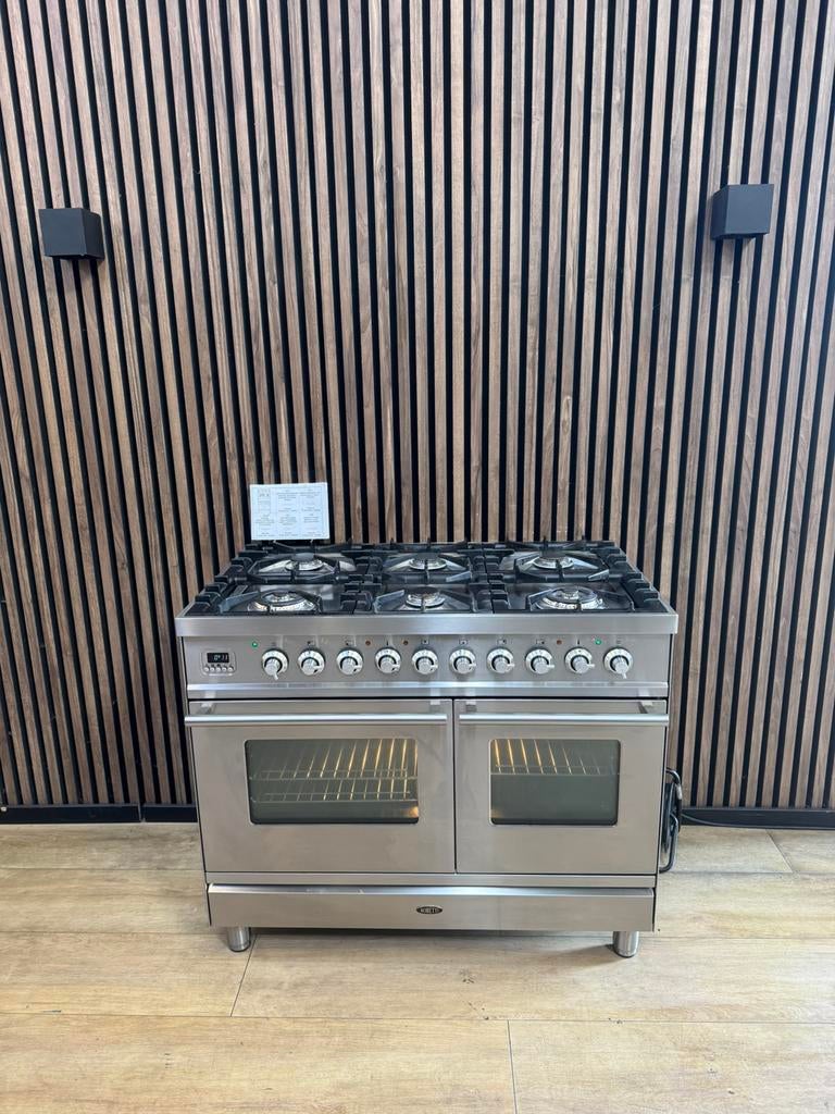 Luxe Rvs Boretti 6-pits Fornuis 100 cm (Gratis bezorgen), Witgoed en Apparatuur, Fornuizen, 5258sh, Ophalen of Verzenden, Zo goed als nieuw