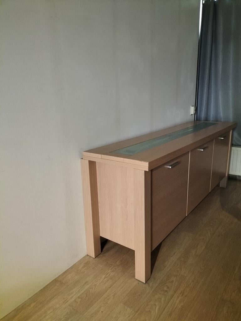 Woonkamerset, Huis en Inrichting, Tafels | Eettafels, Ophalen, Glas, 100 tot 150 cm, Zo goed als nieuw