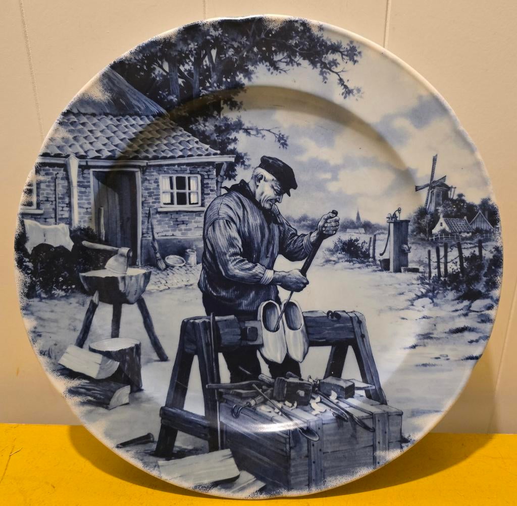 Delfts blauw wandbord (klompenmaker), Antiek en Kunst, Ophalen of Verzenden
