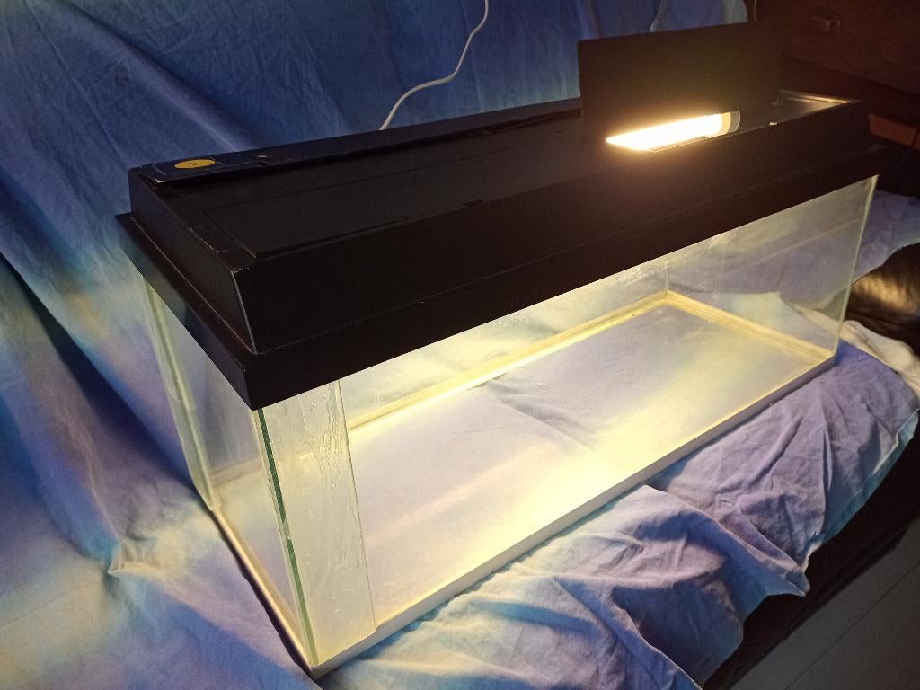 Aquarium met lichtkap, Ophalen, Gebruikt, Leeg aquarium