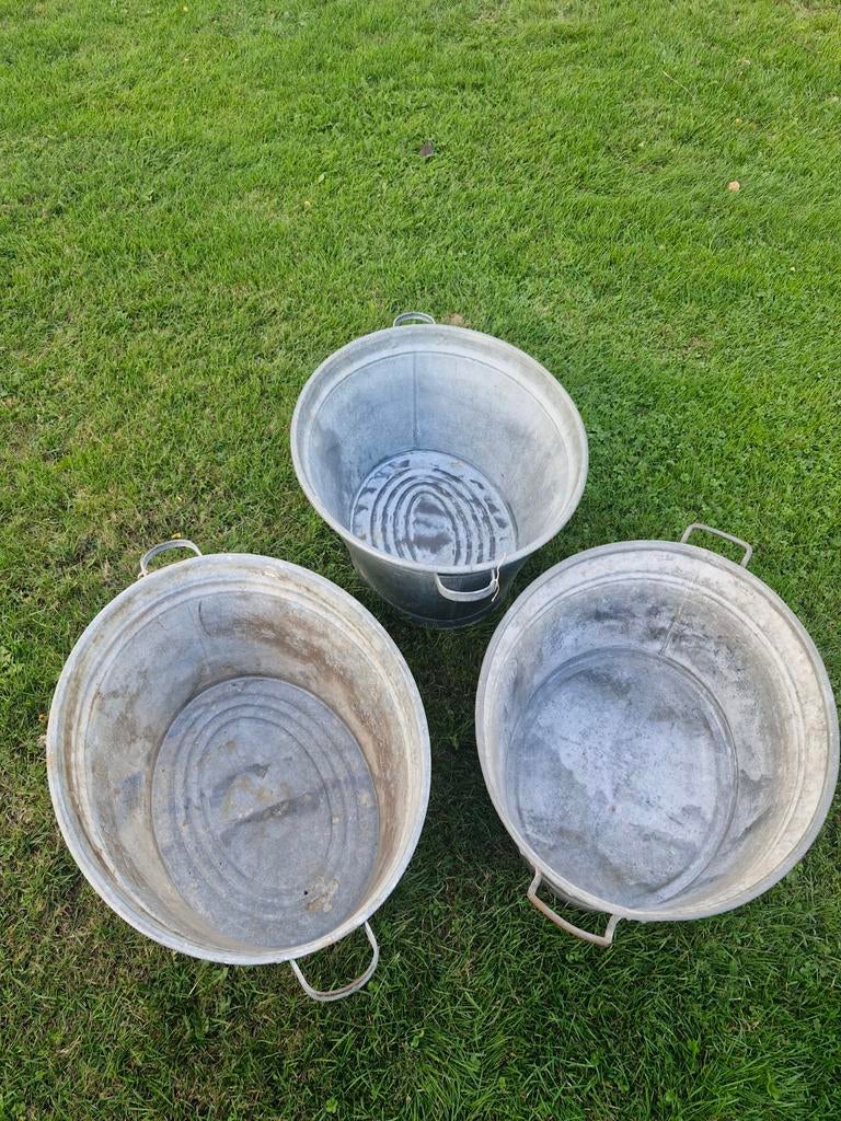 3 x grote gave zinken teil en in zeer goede staat, Tuin en Terras, Tuinwanddecoratie, Ophalen of Verzenden