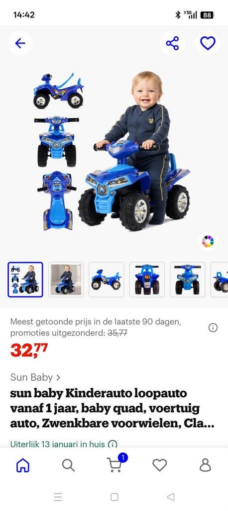 Loop quad blauw met geluid, Ophalen of Verzenden, Gebruikt