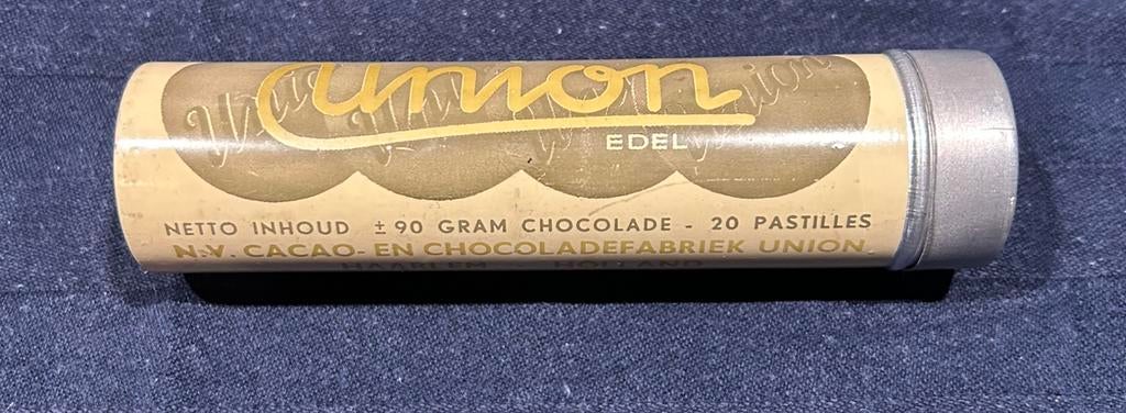Zeldzaam Antiek Union chocolade pastilles blikje kokertje, Ophalen of Verzenden, Zo goed als nieuw, Overige