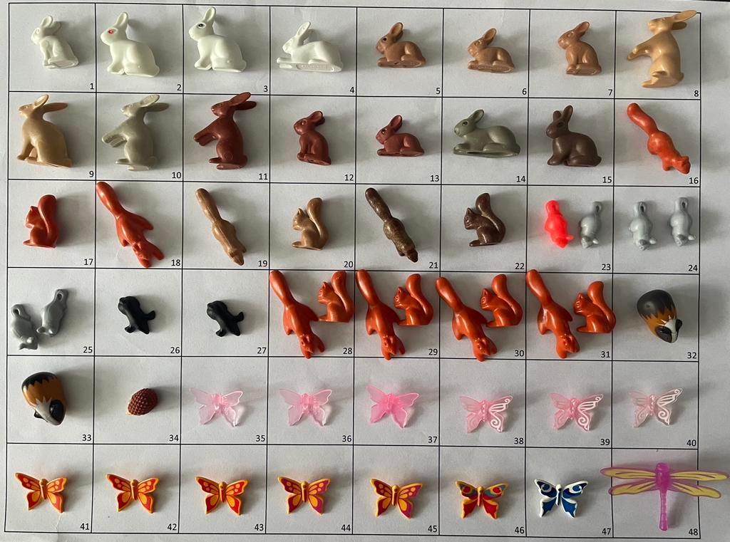 Playmobil losse bosdieren konijn eekhoorn vlinder mol egel, Ophalen of Verzenden, Nieuw, Los playmobil