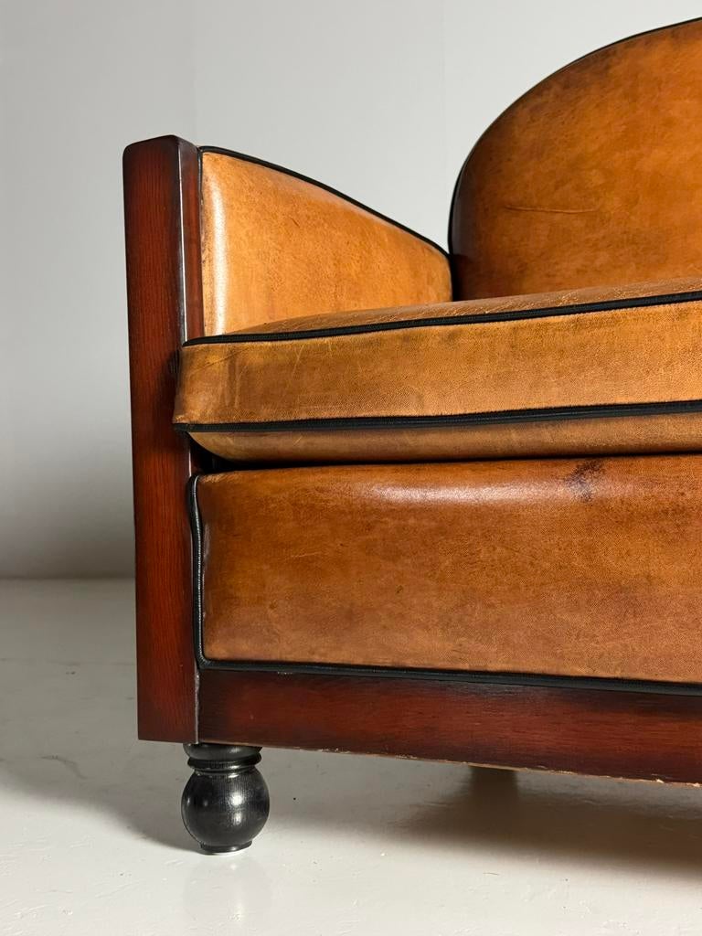 Schapenleren bank Art Deco klassiek, Ophalen of Verzenden