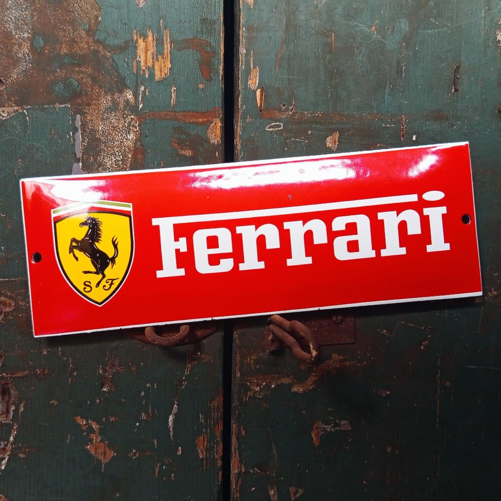 Emaille Schild FERRARI Garage Dealer Reclamebord Vintage Oud, Verzenden, Gebruikt, Reclamebord