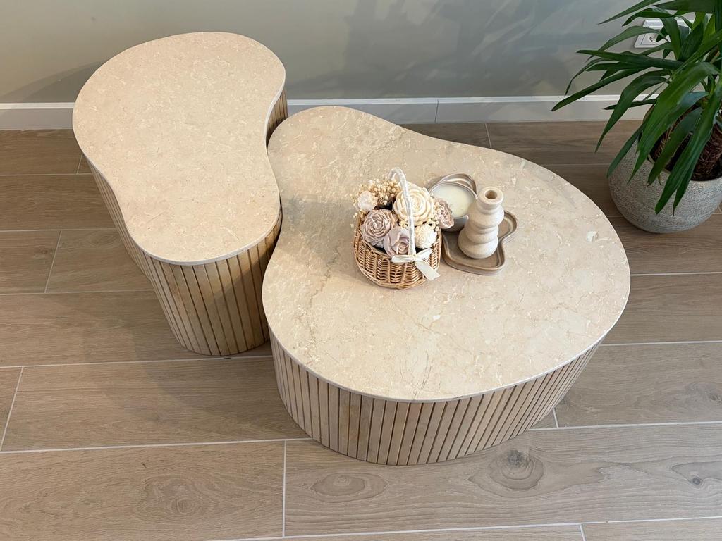 Set van 2 Kira Eleonora salontafels - marmer, Huis en Inrichting, Overige materialen, Gebruikt, Overige vormen, Minder dan 50 cm
