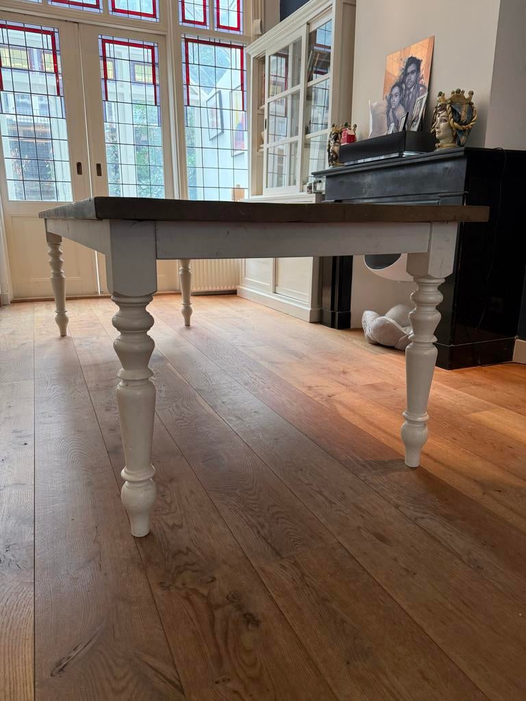 Grote eettafel 260cm–massief hout–8-10 personen–snel ophalen, Huis en Inrichting, Tafels | Eettafels, Ophalen, Gebruikt, 200 cm of meer