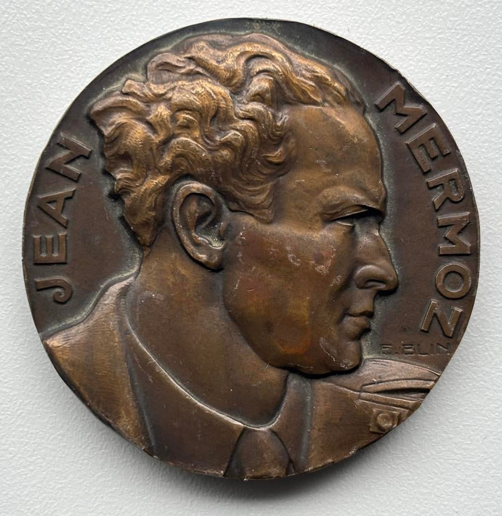 Medaille Jean Mermoz Luchtvaart 1936 Brons, Ophalen of Verzenden, Brons, Buitenland