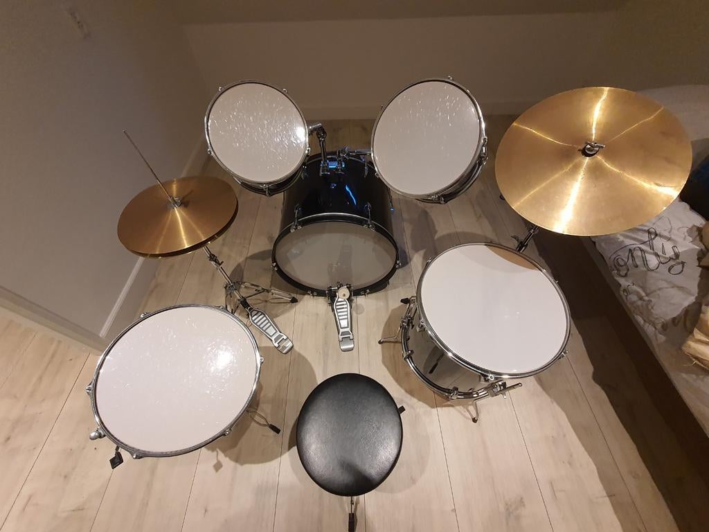 Drumstel zwart inc stoken en krukje, Ophalen, Zo goed als nieuw, Overige merken