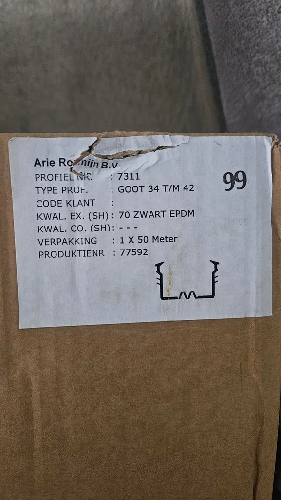 EPDM Goot / Dakrubber 50m – Nieuw – Professionele Kwaliteit, Nieuw, 15 m² of meer, Ophalen, Minder dan 4 cm