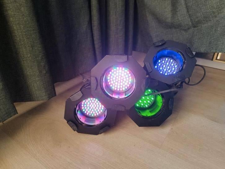 Set van 4 LED Par Cans - Feestverlichting met DMX, Muziek en Instrumenten, Licht en Laser, Ophalen of Verzenden, Gebruikt, Licht