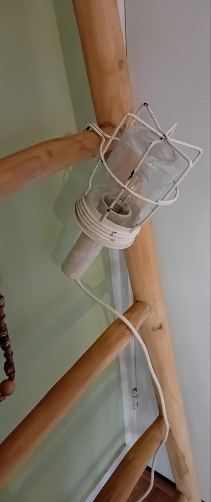 Industriële retro kooilamp looplamp bouwlamp - Wit metaal, Ophalen of Verzenden, Huis en Inrichting