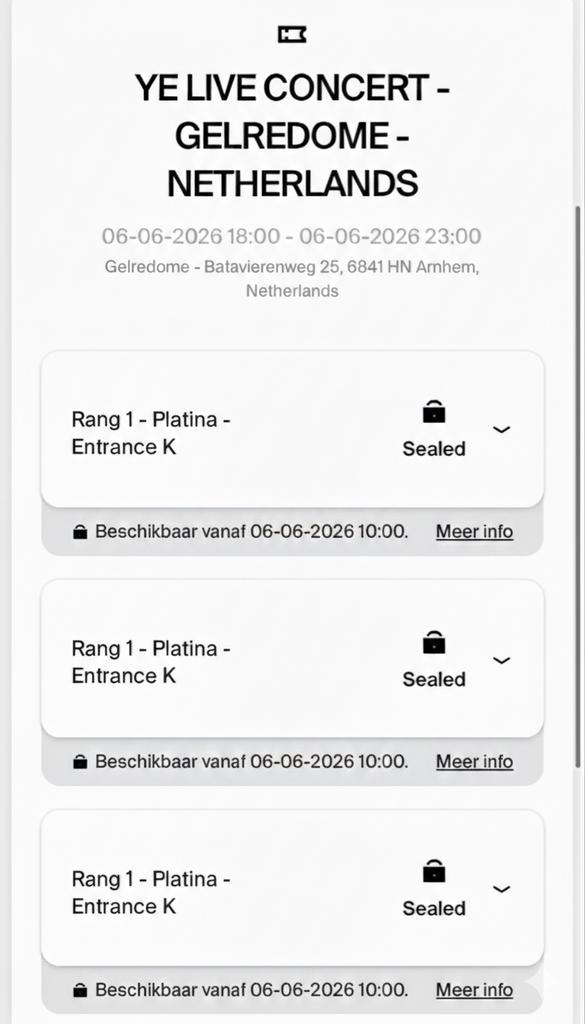 Kanye West tickets Gelredome 6 juni, Drie personen of meer, Juni
