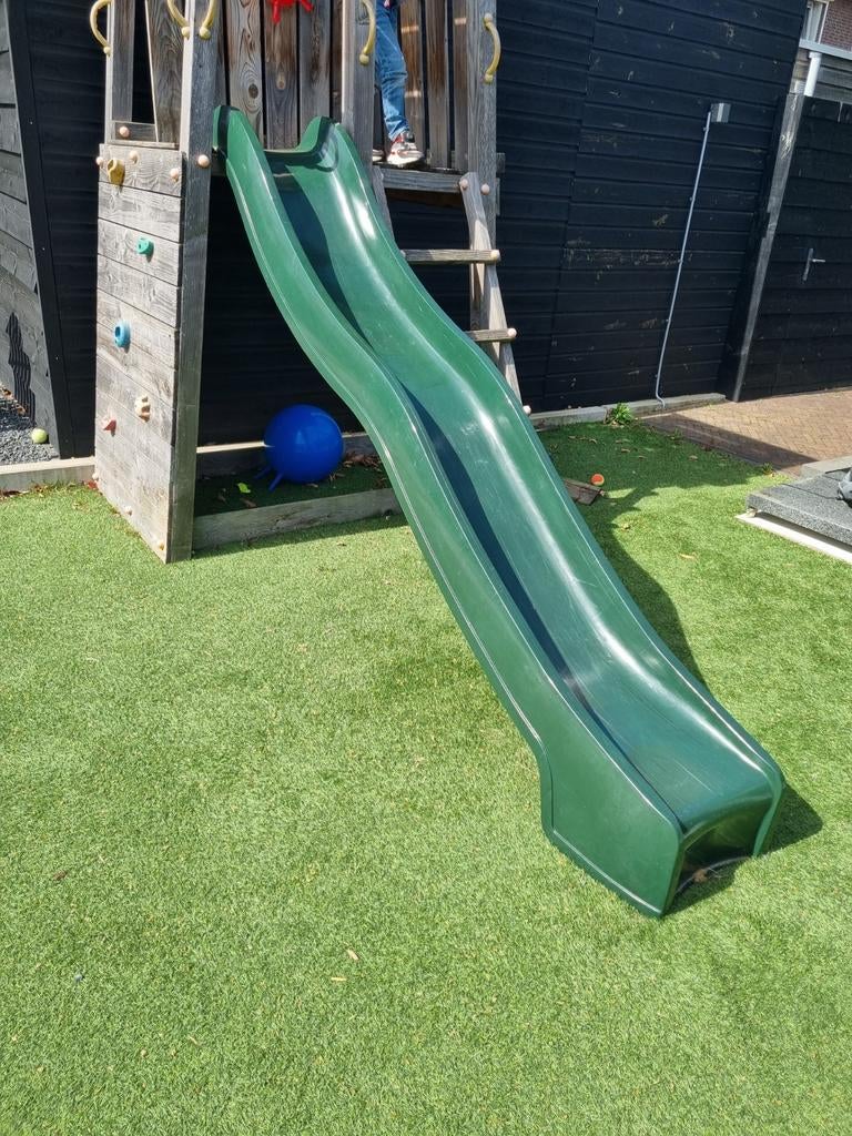 Glijbaan groen 3 meter, Kinderen en Baby's, Speelgoed | Buiten | Speeltoestellen, Ophalen, Zo goed als nieuw, Glijbaan, Aanbouwonderdeel