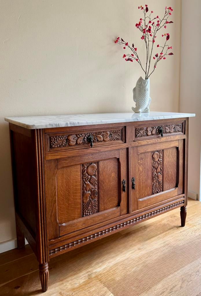 Antiek dressoir marmer blad, Ophalen, 25 tot 50 cm