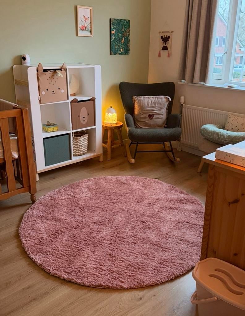 Rond vloerkleed roze - Diameter 150 cm, Ophalen, Rond, Nieuw, Overige kleuren