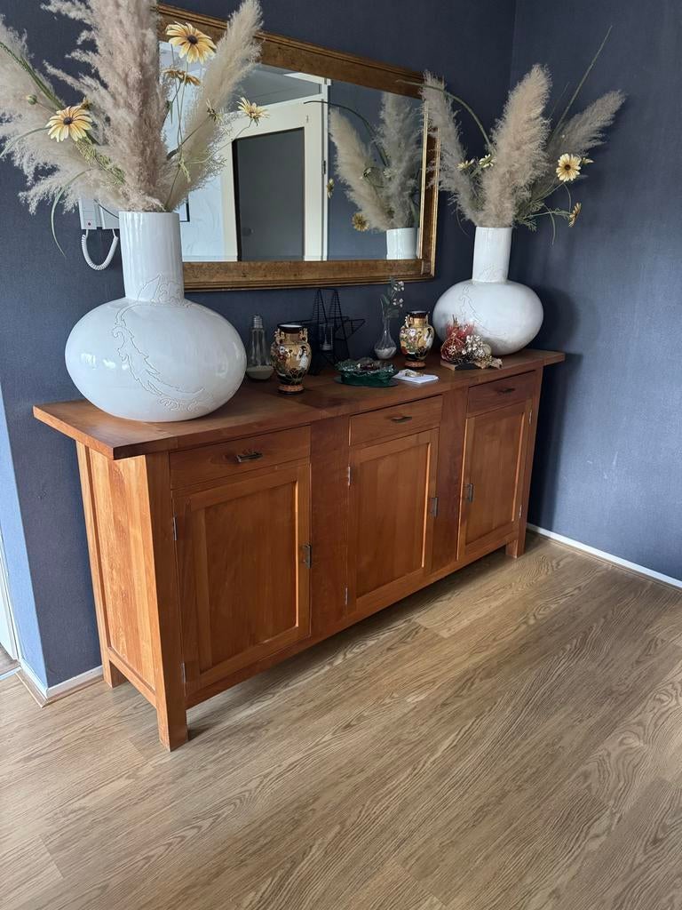 Mooie diepbruine houten kast - 2 meter breed, Ophalen, Gebruikt, 200 cm of meer, 25 tot 50 cm