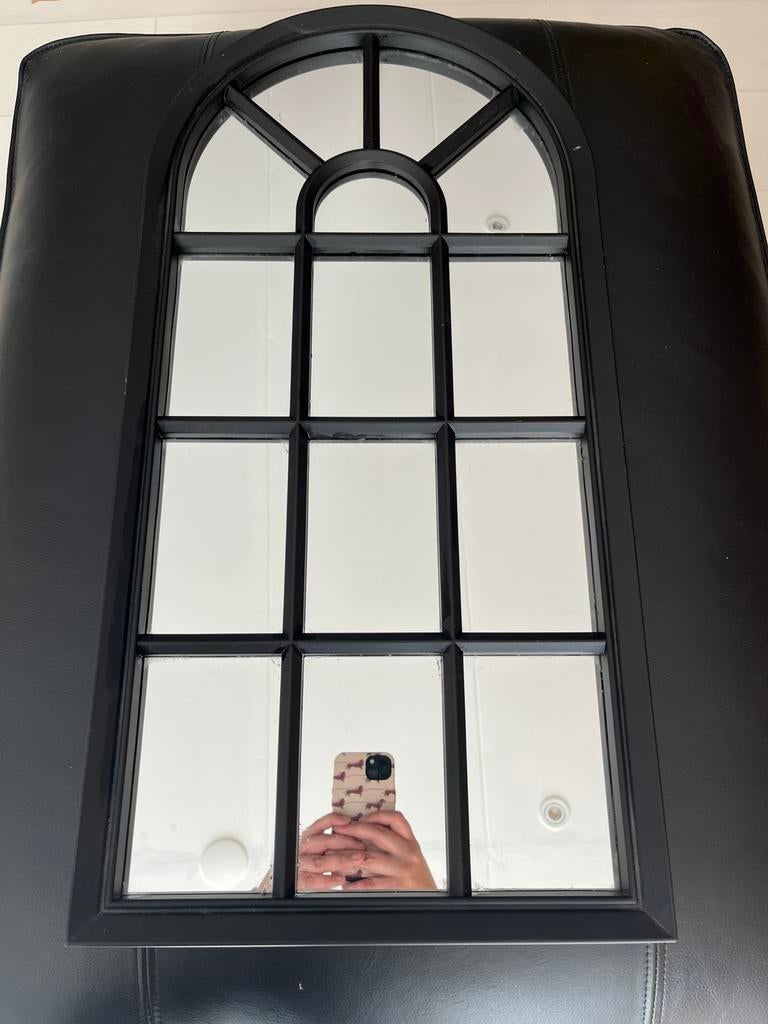 Industriele boogspiegel, Huis en Inrichting, Woonaccessoires | Spiegels, Ophalen, Minder dan 50 cm, Zo goed als nieuw, Minder dan 100 cm