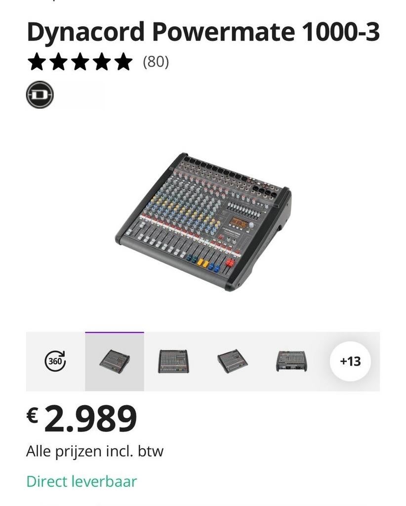 Dynacord Powermate 1000-3 mengpaneel, Ophalen, Nieuw, 10 tot 20 kanalen, Microfooningang