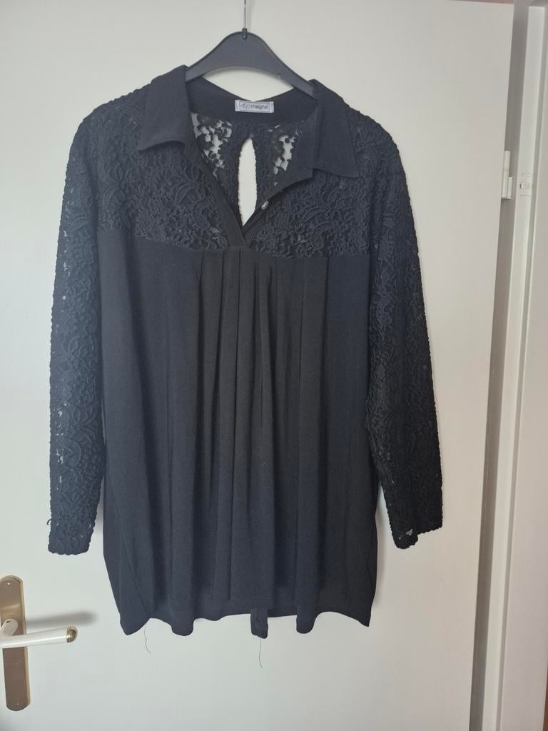 Zwart bloesje van Magna maat 52/54, Kleding | Dames, Ophalen of Verzenden