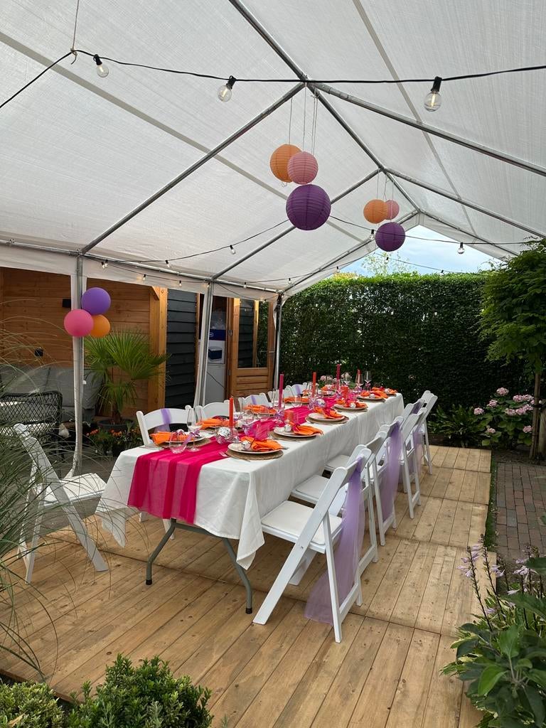 Te huur: mooie stevige witte partytent 8 x 4 meter, Tuin en Terras, Partytenten, Ophalen, Opvouwbaar, Partytent, Nieuw