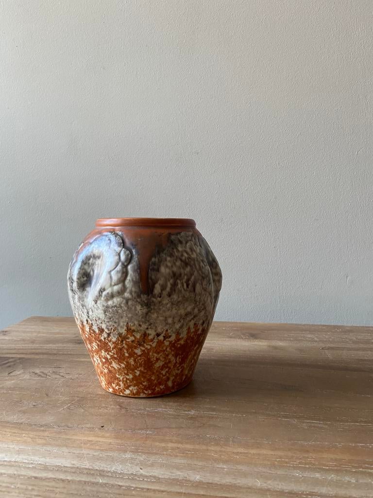 Vintage Arnhemsche Fayencefabriek Drip Glaze Vaas, Antiek en Kunst, Ophalen of Verzenden