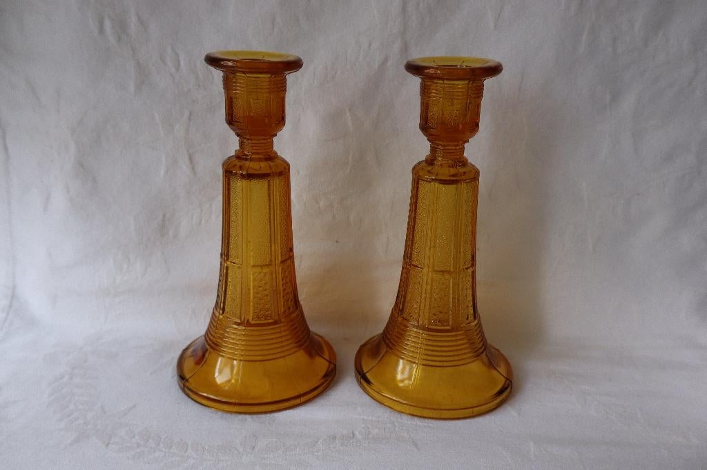 Antieke Val Saint Lambert Allard kaarsenhouders c 1930, Antiek en Kunst, Ophalen of Verzenden