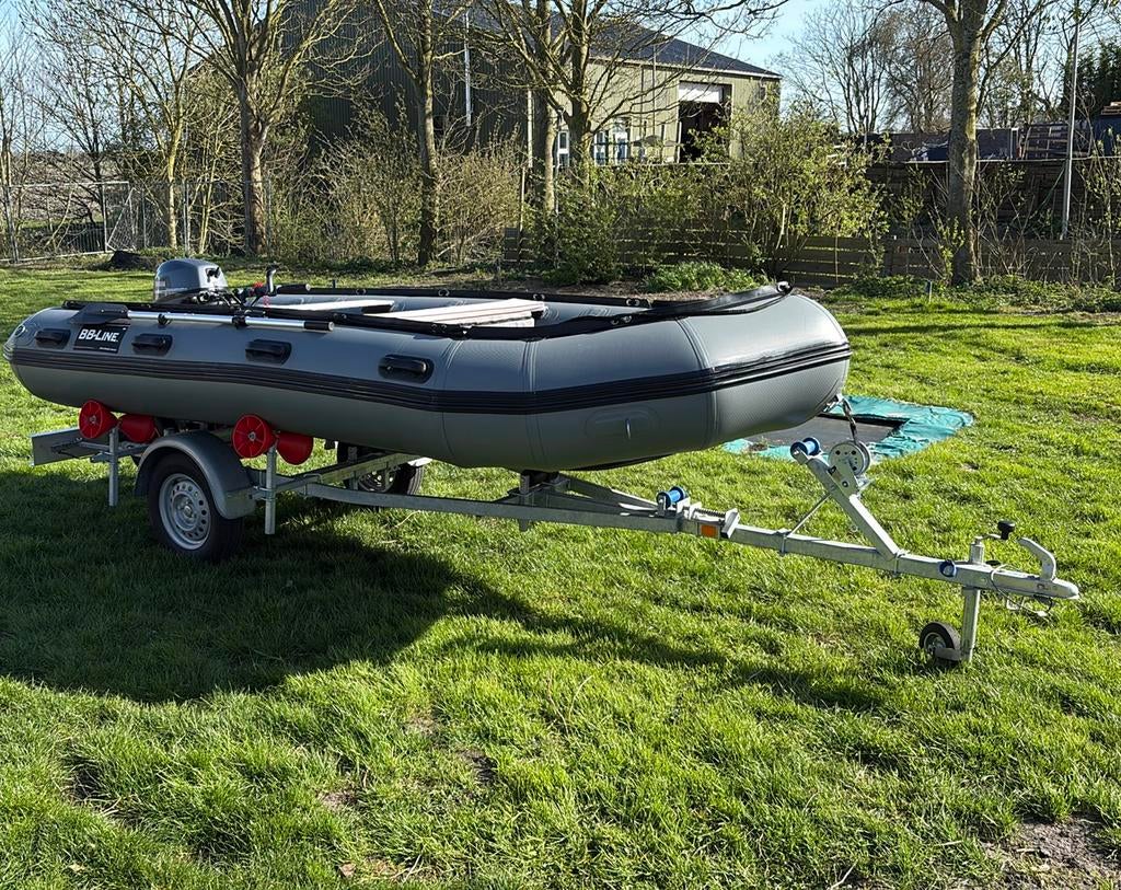 BB‑Line Rubberboot 420 + Yamaha 8 PK + Trailer Complete Set, Aluminium, Zo goed als nieuw, Benzine, Minder dan 70 pk
