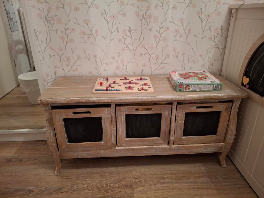 Houten kast, bankje met 3 opberglades, Ophalen, Gebruikt