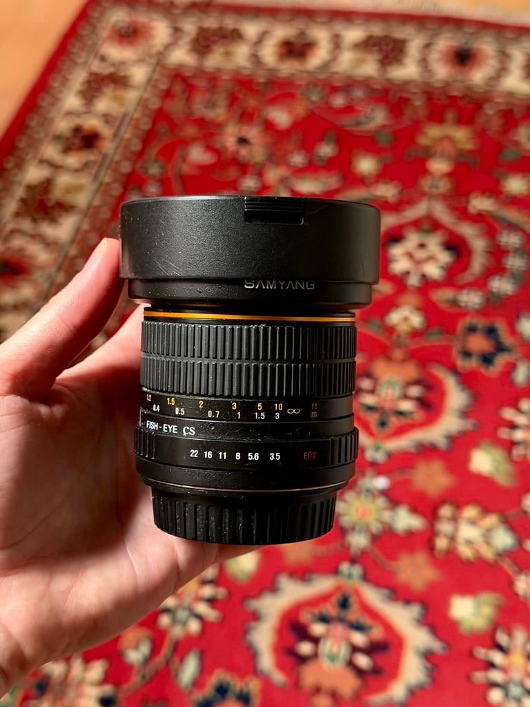 Samyang 8mm Canon EF F3.5 Fisheye, Ophalen of Verzenden, Gebruikt, Groothoek Fisheye-lens