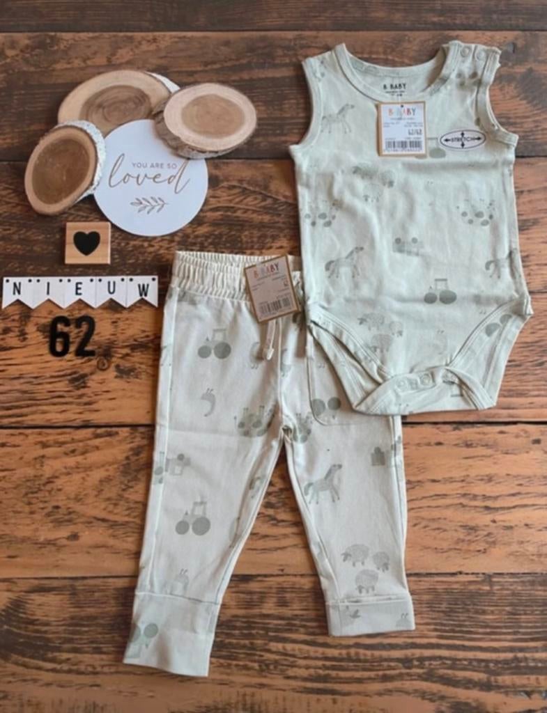 Baby boy wibra setje groen meegroei broekje romper maat 62, Ophalen of Verzenden, Nieuw, Jongetje, Setje