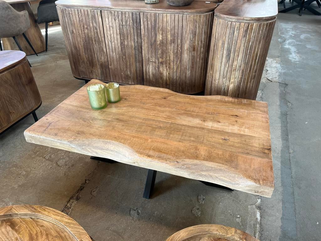 Magazijn leegverkoop boomstam salontafel mangohout matrix zw, Hout, Nieuw, Ophalen of Verzenden, Info@wkhome.nl