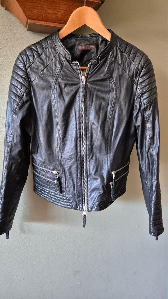 DNA zwart echt boterzacht leren jack bikerjack mt 38, Maat 38/40 (M), DNA, Zwart, Ophalen of Verzenden