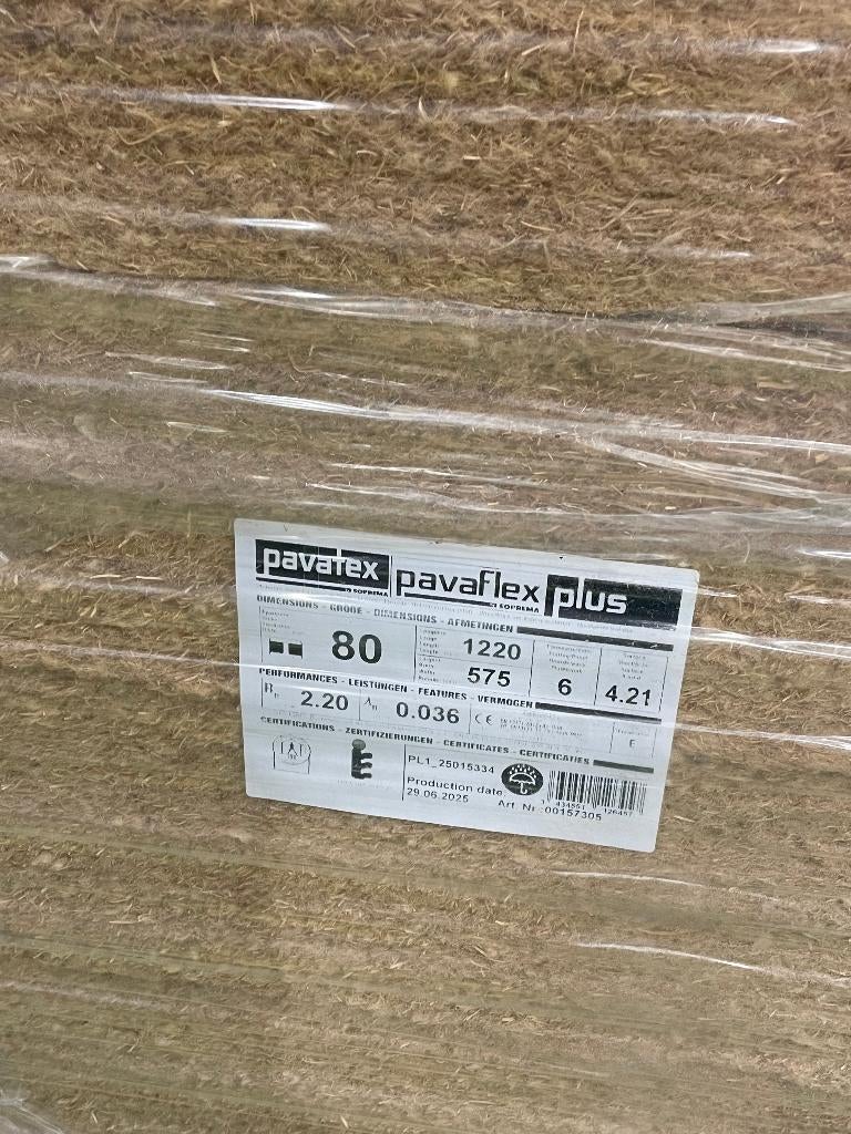 Houtvezel isolatie Pavatex 80mm Rd 2,20 (flexibel, zacht), Doe-het-zelf en Verbouw, Isolatie en Afdichting, 4 tot 8 cm, Ophalen of Verzenden