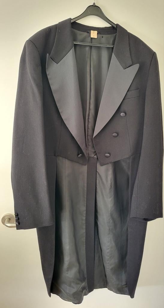 Zwarte rokkostuum jas, maat 58, 100% wol, Kleding | Heren, Kostuums en Colberts, Ophalen of Verzenden, Zo goed als nieuw, Maat 56/58 (XL)