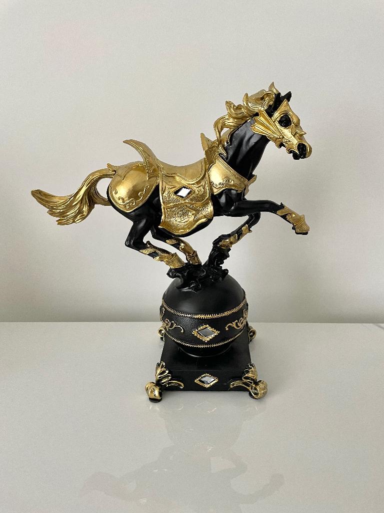 Paarden beeld goud decoratie, Ophalen of Verzenden, Zo goed als nieuw, Dier