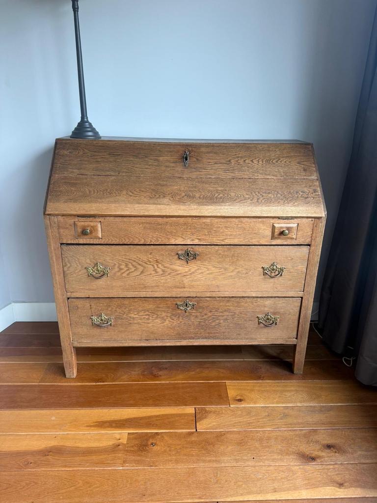 Antiek eikenhouten secretaire / bureau, Huis en Inrichting, Kasten | Secretaires, Ophalen, Gebruikt