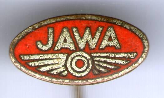 JAWA rood email op koper motorfiets speldje ( G_052 ), Verzenden, Zo goed als nieuw, Transport, Speldje of Pin