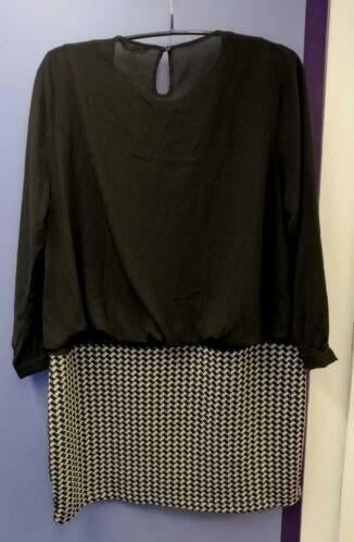 M&S Mode nieuwe jurk zwart + pied de poule zw/wit 50 34069, Kleding | Dames, ., Nieuw, Ophalen of Verzenden, MS Mode