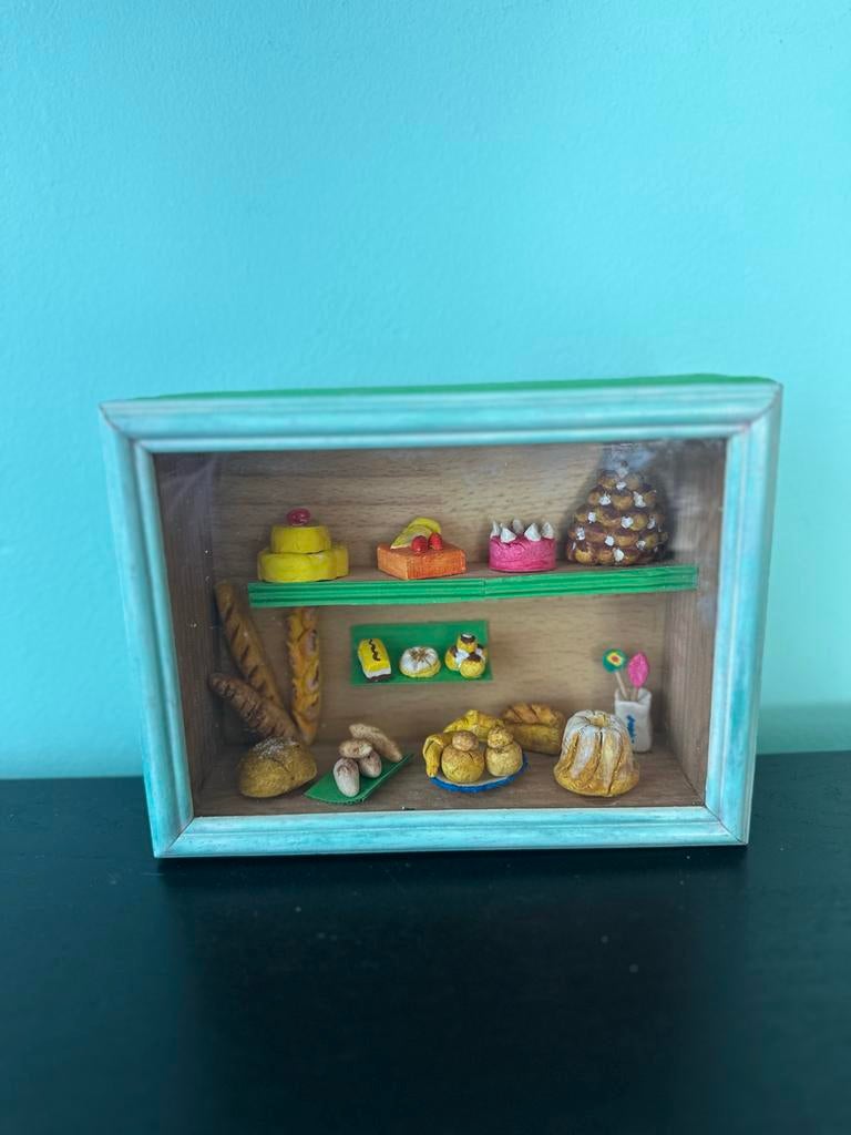 3D SCHILDERIJ - Miniatuur | Bakkerij | Vitrine | Patisserie, Ophalen of Verzenden, Gebruikt