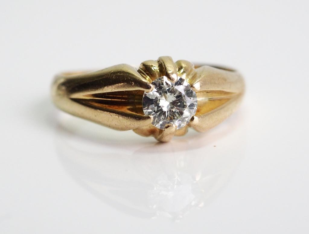14 krt gouden ring met mooie grote diamant  0,51ct, Ophalen of Verzenden, Goud, Ring, Met edelsteen