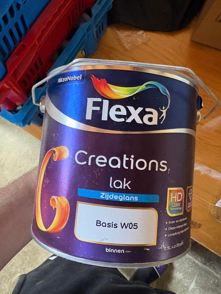 Flexa Creations lak Zijdeglans 2.5L DICHT, Ophalen, Zo goed als nieuw, Wit, Lak