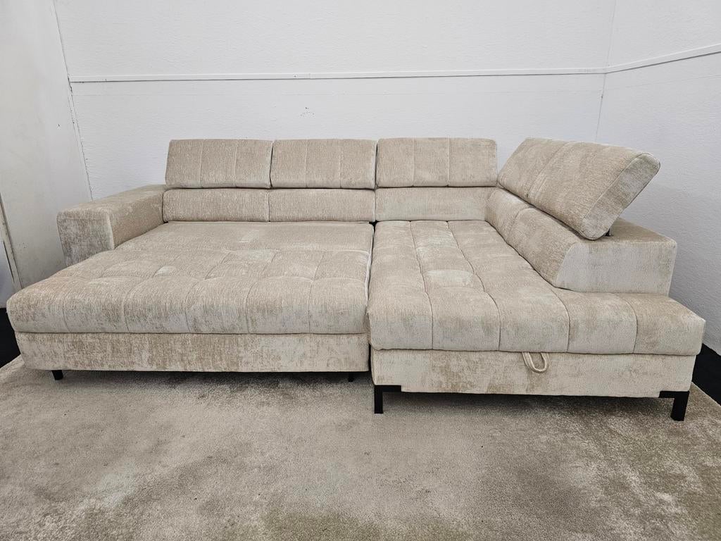 Gloednieuwe luxe hoekbank met slaapfunctie en opslag, 125 cm of meer, 125 cm of meer, Zo goed als nieuw, Info@homefriesland.nl