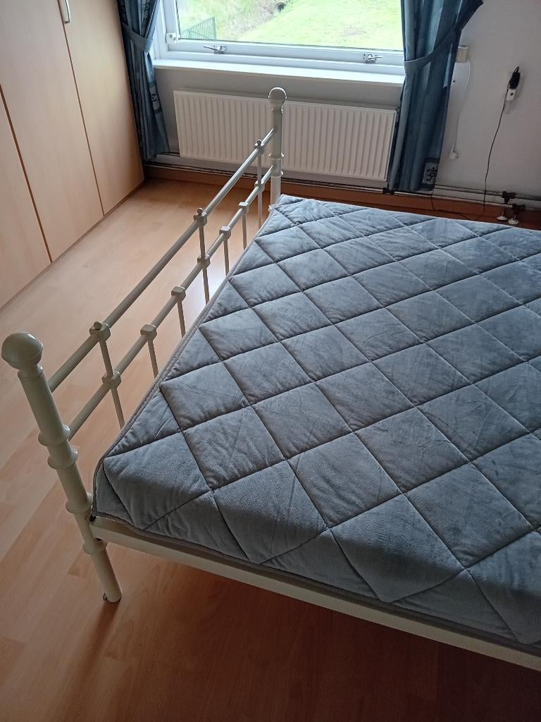 2 persoons bed, Ophalen, Wit, Tweepersoons, 140 cm