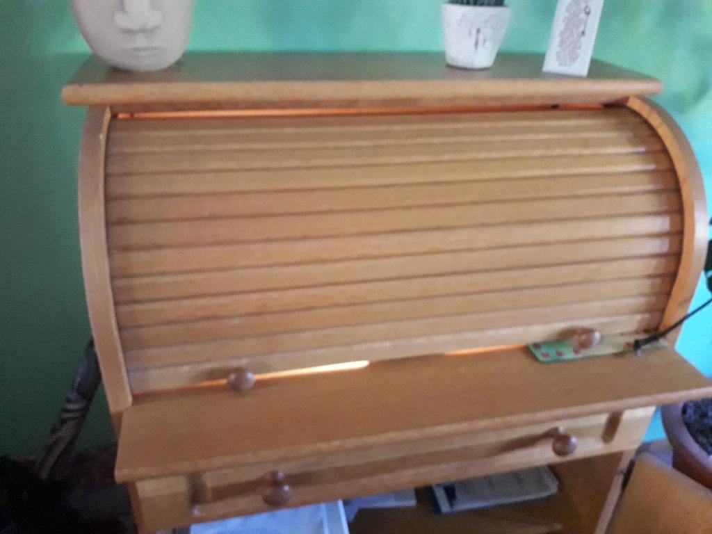 blank eiken secretere met rolluik, Ophalen