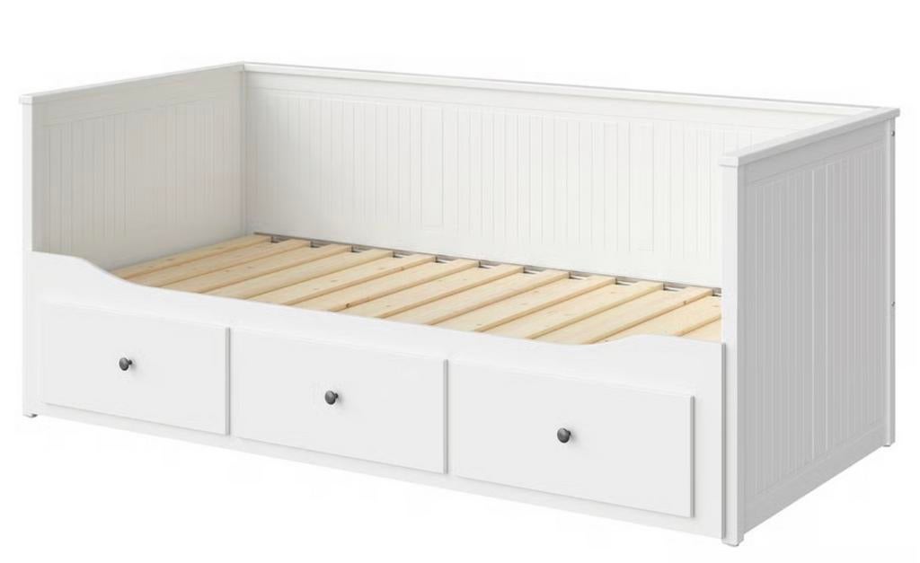 Witte bedbank  uitschuifbaar met 3 lades, Ophalen, Gebruikt, Eenpersoons, Wit