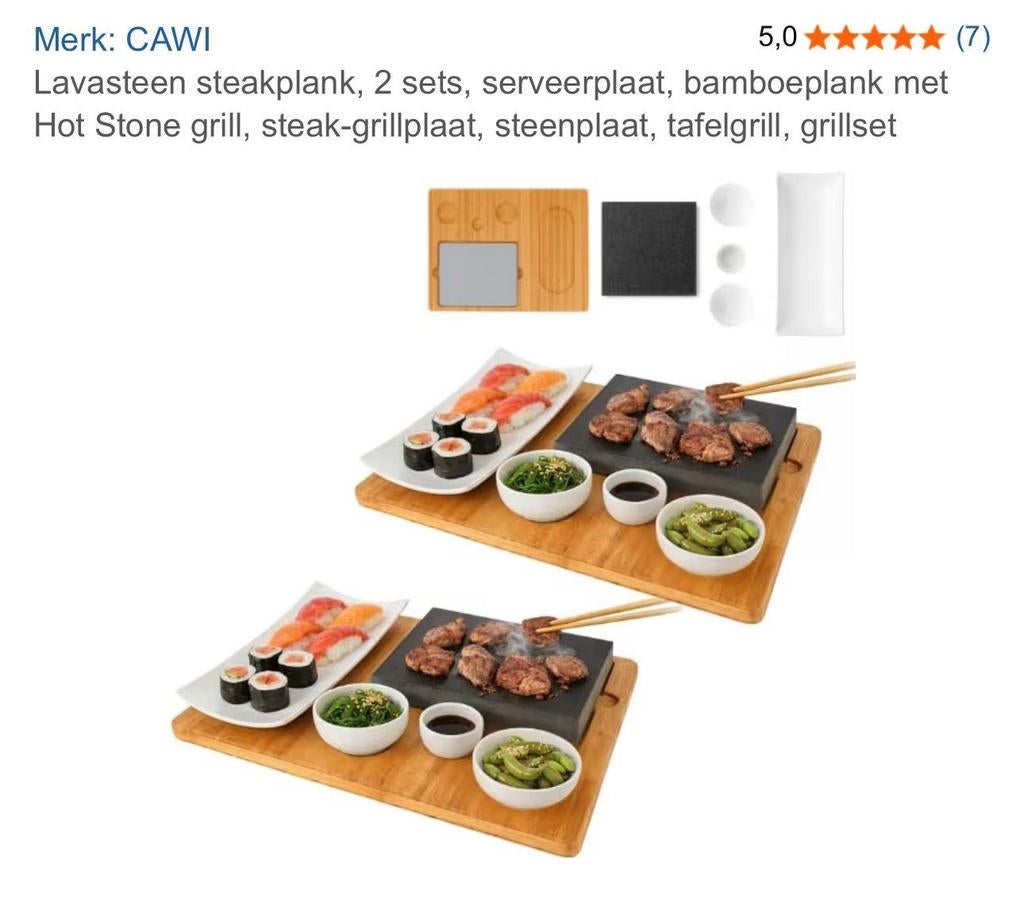5x Lavasteen Steakplank Grillset met Bamboeplank - Nieuw, Ophalen, Hout, Snij-/serveerplank, Nieuw